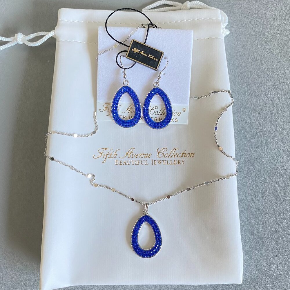 FAC Royal Blue Crystal Necklace & Earrings Set​​